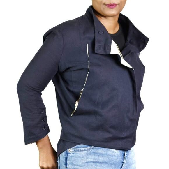 Kuho Cotton Jacket Blue Twill Korean Convertible Canvas Avant Garde Size Small - Picture 3 of 15